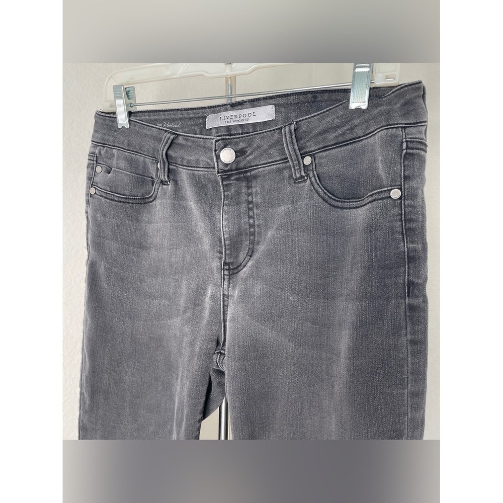 Liverpool Women's Sz 8 Charcoal Bootcut Wide Leg Denim Jeans Western Casual Wear - Picture 4 of 9